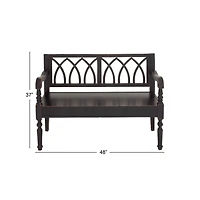 Dark Mahogany Wooden Farmhouse Indoor Bench