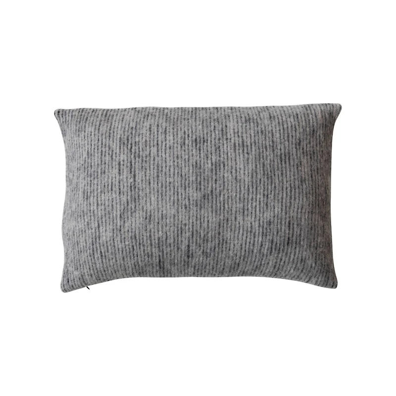Hello Honey® 24" Gray Brushed New Zealand Wool Striped Lumbar Pillow