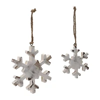 Whitewashed Wood Snowflake Ornament Set