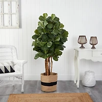 5ft. Fiddle Leaf Fig Artificial Tree in Handmade Natural Cotton Planter