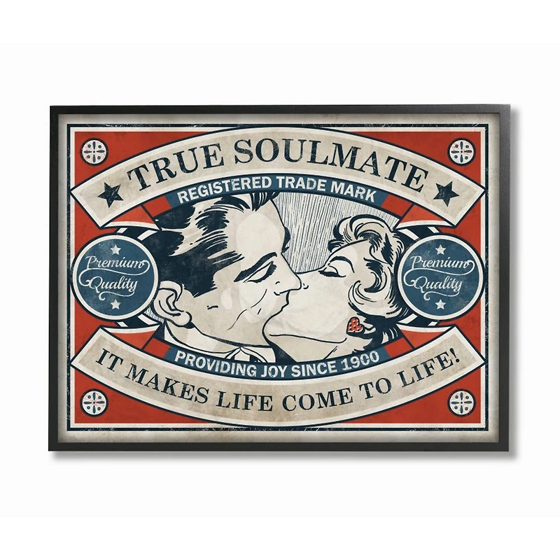 Stupell Industries True Soulmate Retro Black Framed Wall Art