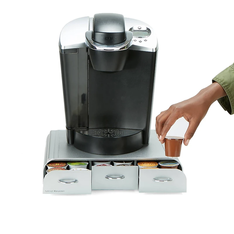 Mind Reader Silver 36 Capacity Single Serve Coffee Pod Holder Drawer
