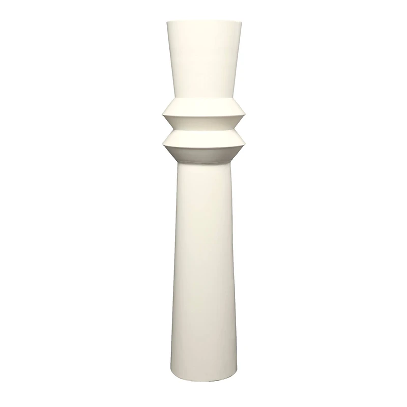 The Novogratz 3ft. Cream Metal Tall Art Deco Fluted Floor Vase
