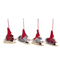 Holiday Kids on Sleds Christmas Ornaments - 4" - Set of 4