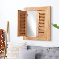 Brown Wood Rustic Wall Mirror 35" x 31"