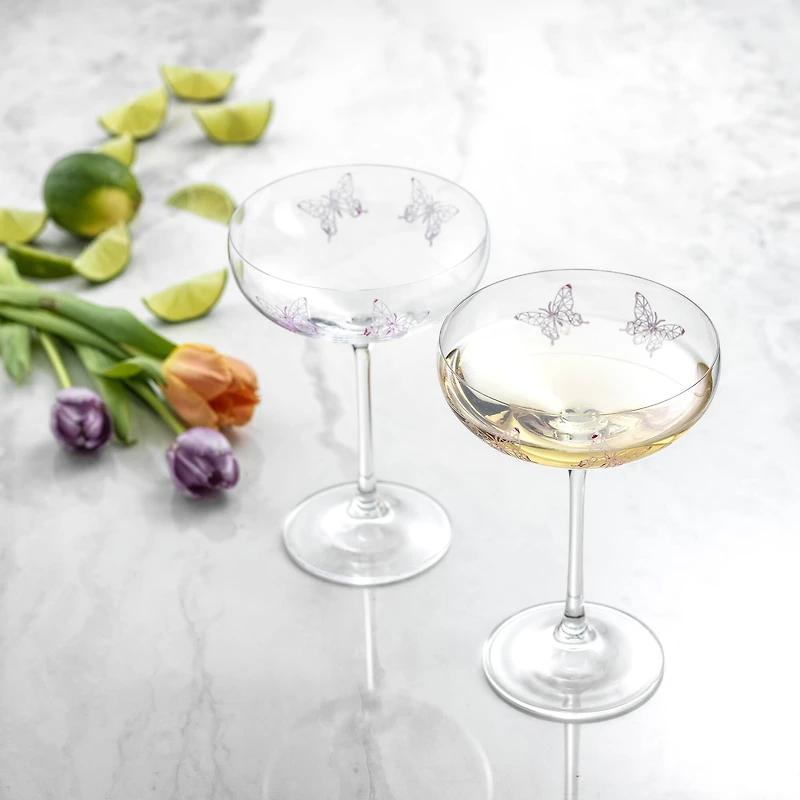 JoyJolt® 14oz. Meadow Butterfly Crystal Martini Glass Set, 2ct.