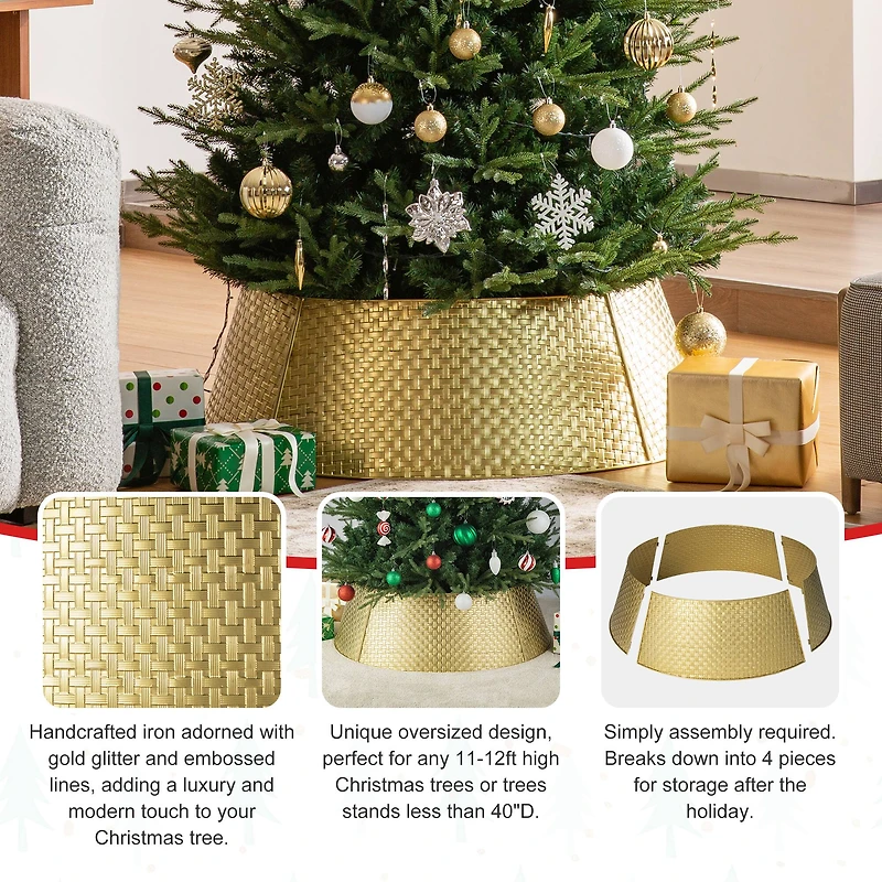 Glitzhome® 3ft. Gold Weave Metal Tree Collar