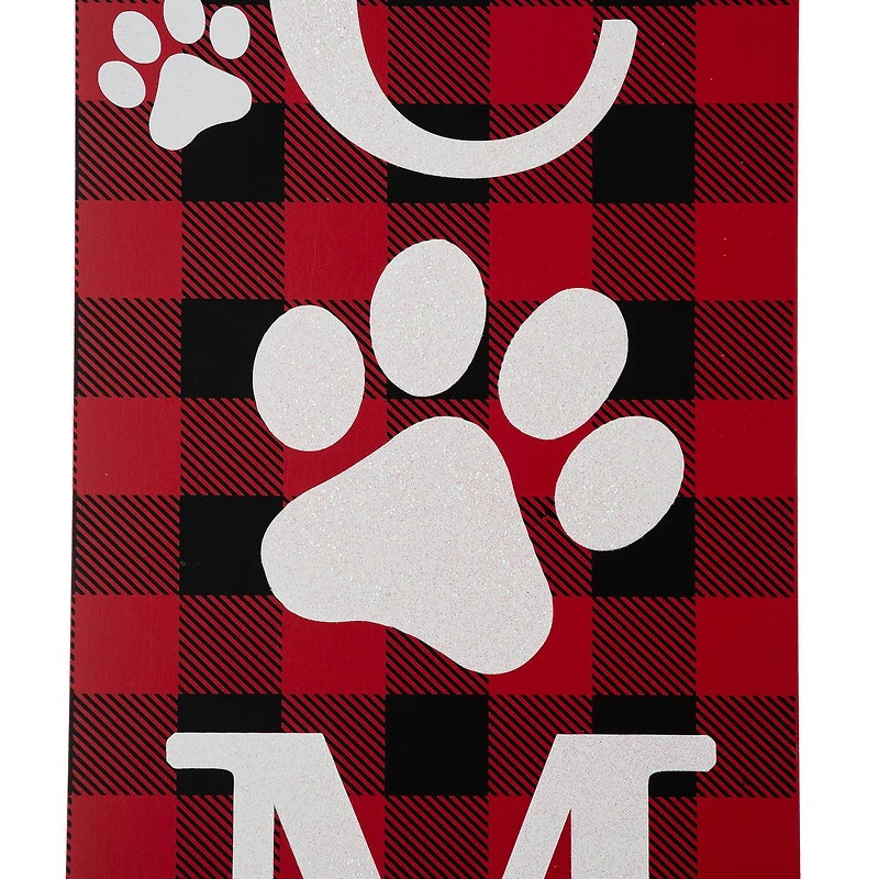 Glitzhome® 42" Plaid Pet "WELCOME" Wooden Porch Sign