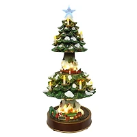 22" Animated Musical Christmas Tree Village with Moving Trains