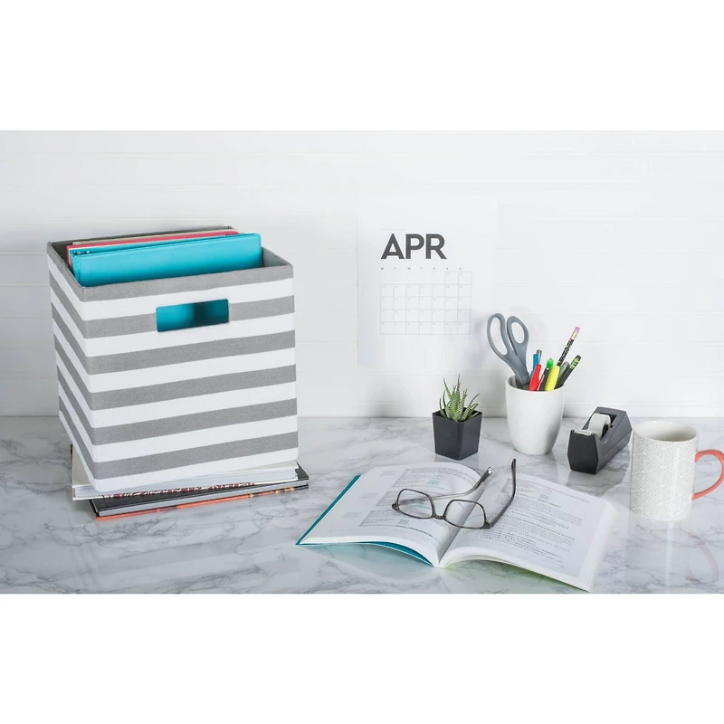 DII® 13" Gray Pinstripe Storage Cube