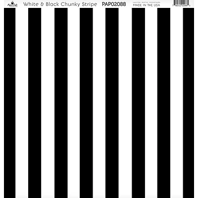 Paper Café White & Black Chunky Stripe 12" x 12" Cardstock, 15 Sheets