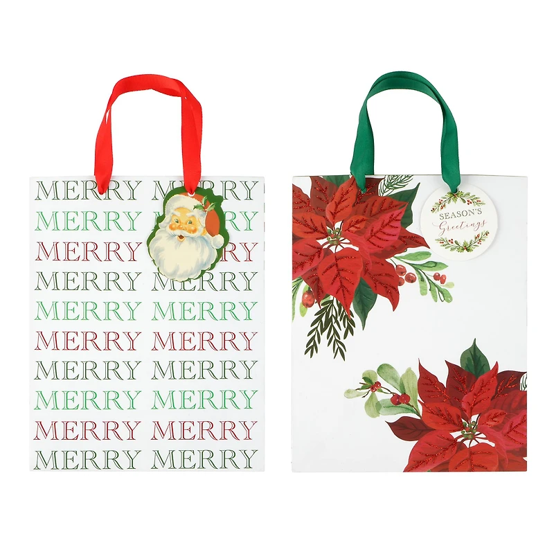 Medium Merry Merry Poinsettia Gift Bags by Celebrate It™