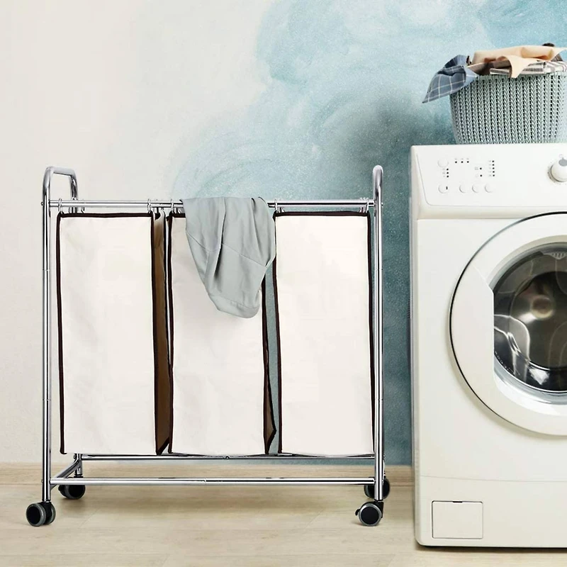 NEX™ 30" Chrome Removable 3-Bag Laundry Sorter