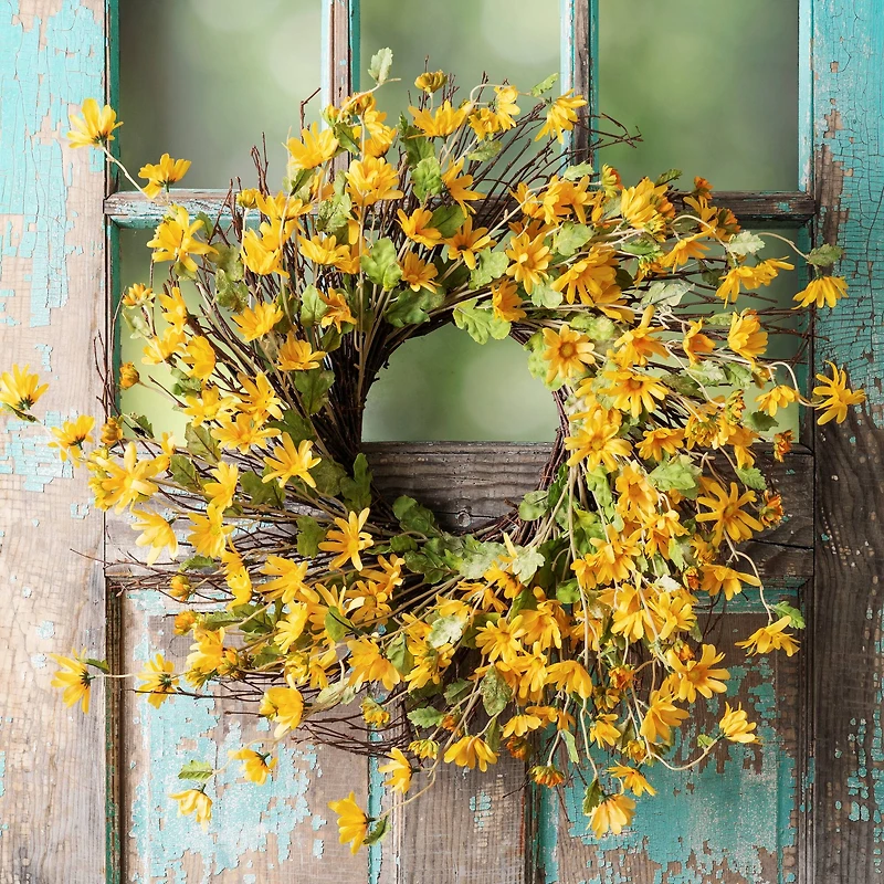 23" Yellow Daisy Wreath
