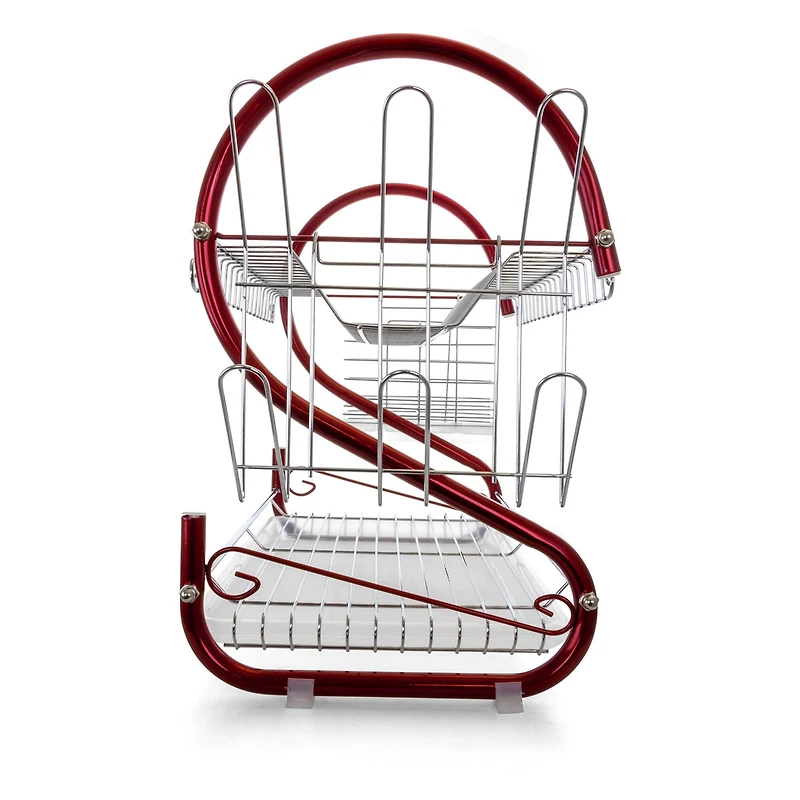 MegaChef 16" Red 2-Shelf Iron Wire Dish Rack