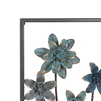 Blue & Gray Framed Floral Metal Wall Accent, 2ct.