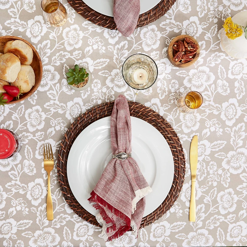 Stone Floral Print Outdoor Tablecloth, 60" x 84"