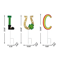 Glitzhome® Set of 5 St. Patrick's Metal "Lucky" Yard Stake