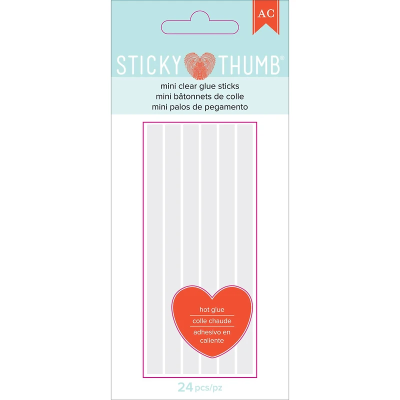 Sticky Thumb® Clear Mini Hot Glue Sticks, 24ct.