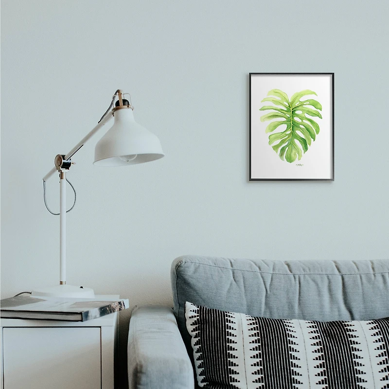 Stupell Industries Monstera Leaf Tropical Plant Over White in Frame Wall Art