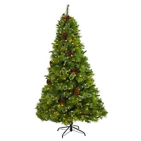 7ft. Pre-Lit Montana Mixed Pine, Pinecones & Berries Artificial Christmas Tree with Clear LED Lights