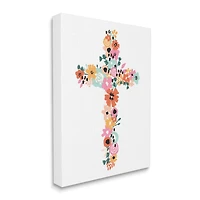 Stupell Industries Bold Flowers Cross Symbol Floral Arrangement Design Canvas Wall Art