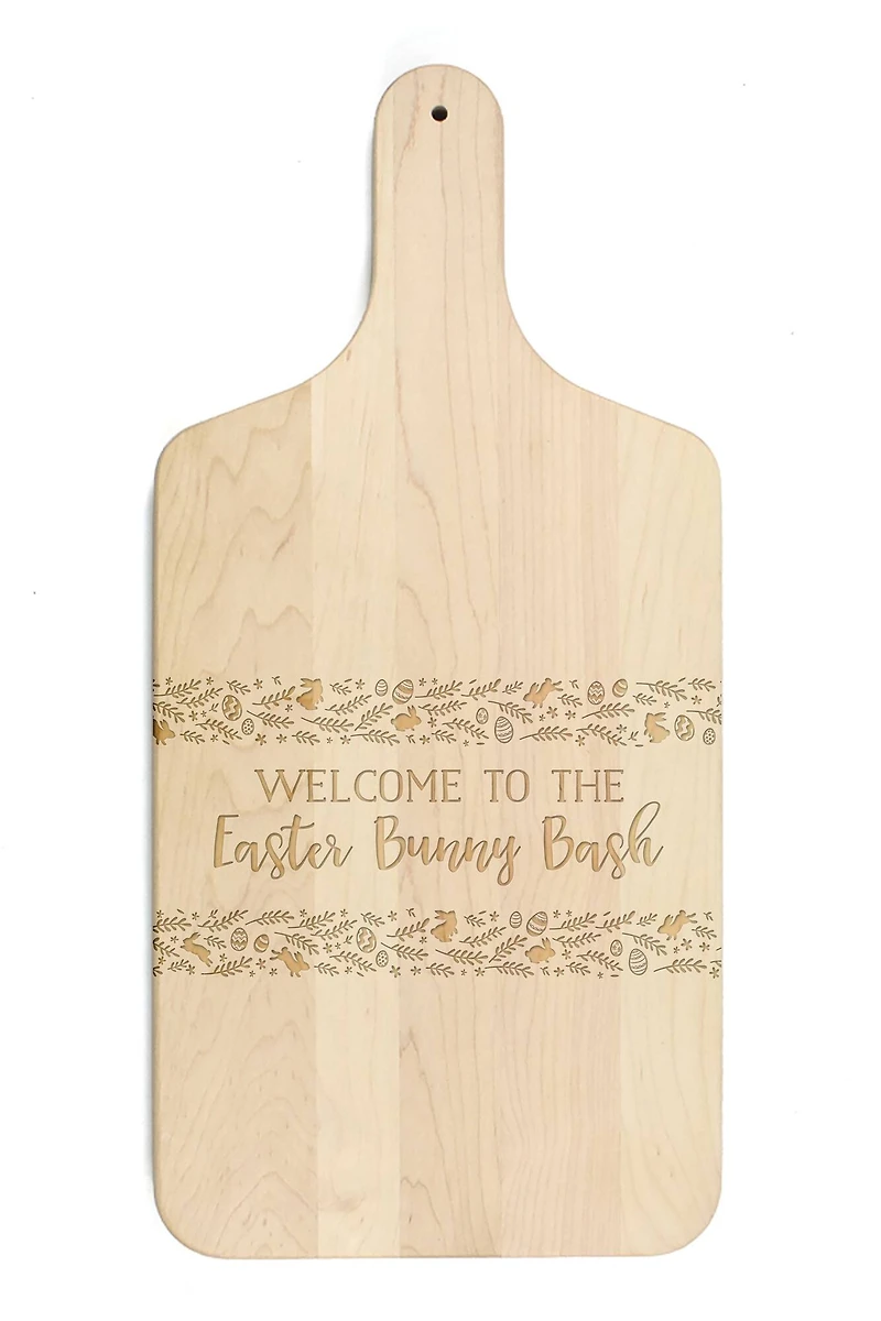 Easter Bunny Bash 8" x 17" Maple Paddle Cutting Board