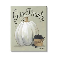 Stupell Industries Give Thanks Fall Pumpkin Harvest Canvas Wall Art