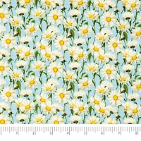SINGER Daisys on Blue Cotton Fabric