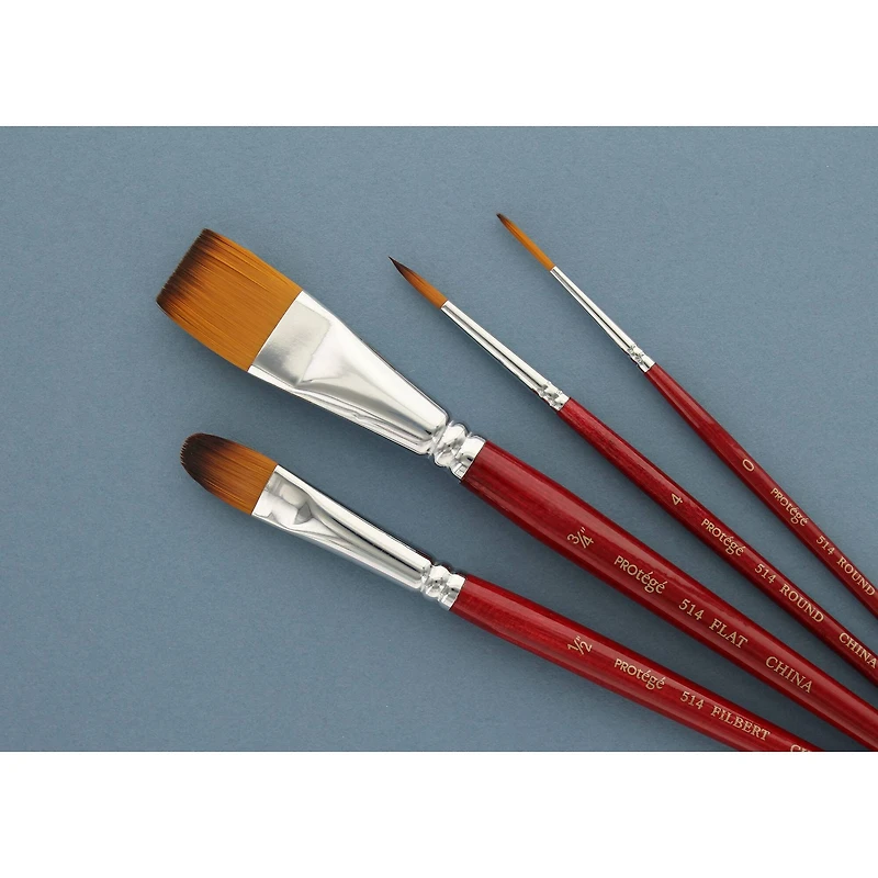Protégé Premium Taklon Short Handle Round 4 Piece Brush Set