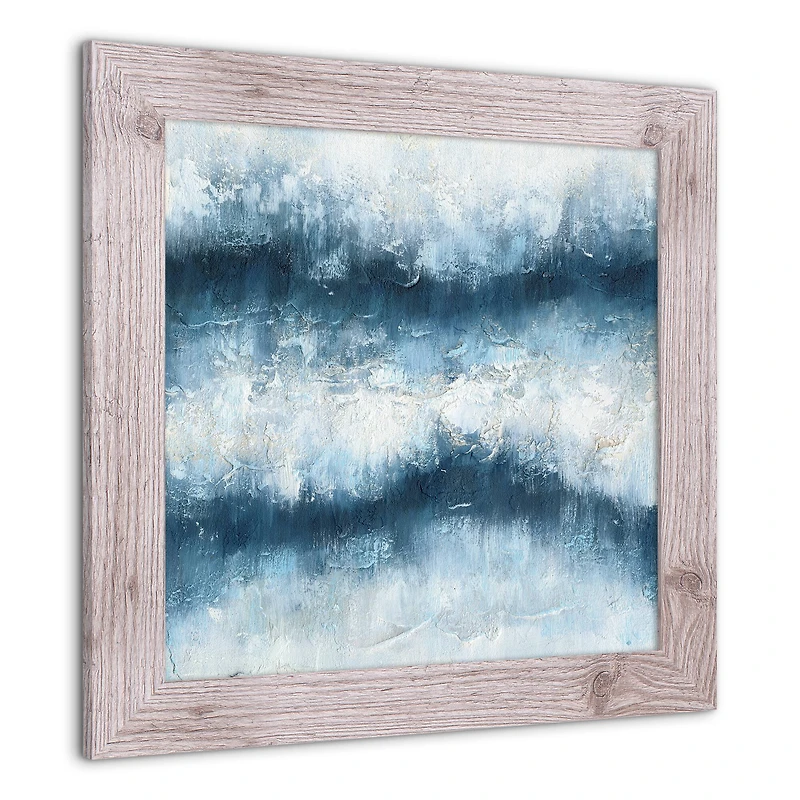 Painterly Abstract Waves Wall Print in Western White Frame