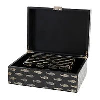 Black Mother of Pearl Fish Box Set