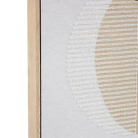 25" x 37" Wooden Geometric Circle Wall Art with White Fabric Detailing