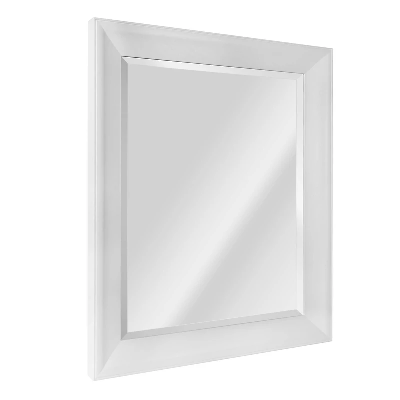 Head West Matte Arctic White 27.5" x 33.5" Framed Beveled Accent Vanity Mirror