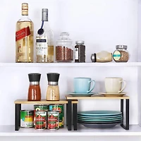 NEX™ Black & Natural Bamboo Cabinet and Counter Shelf Organizer, 4ct.