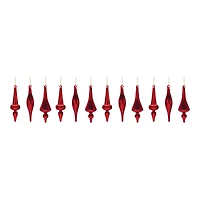 6" Red Ribbed Glass Finial Ornament Set