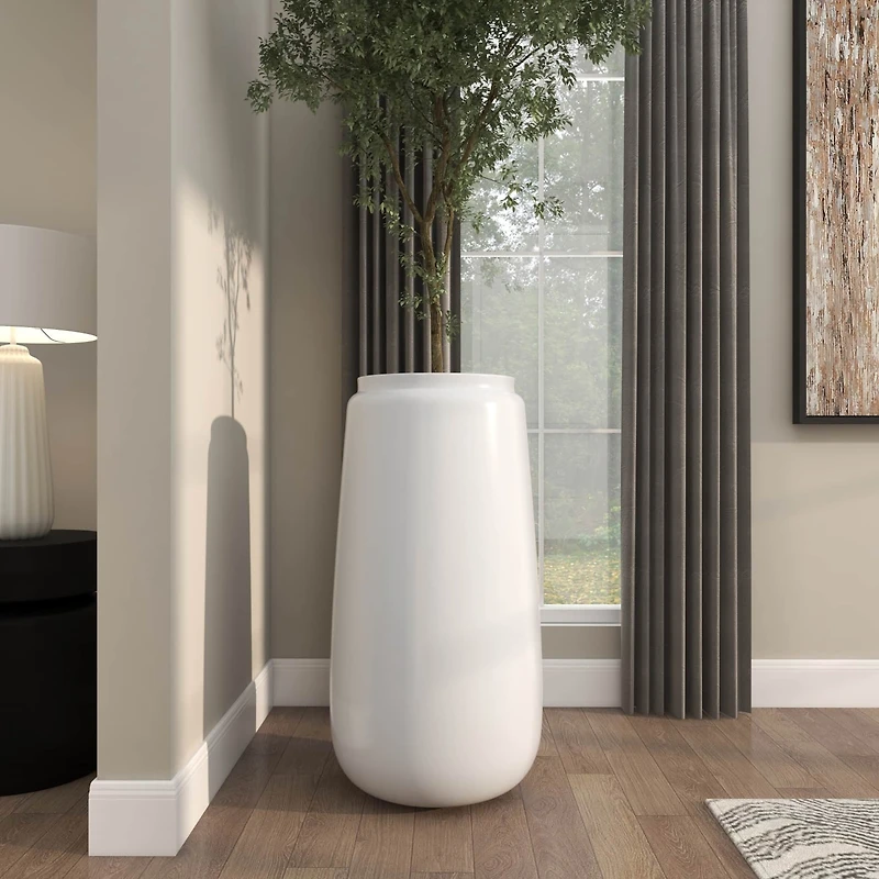 30" Tall White Floor Vase