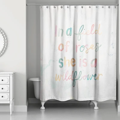 In a Field of Roses Colorful 71" x 74" Shower Curtain