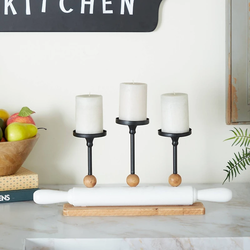 White Fir Modern Farmhouse Candelabra, 9" x 20" x 4"