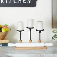 White Fir Modern Farmhouse Candelabra, 9" x 20" x 4"