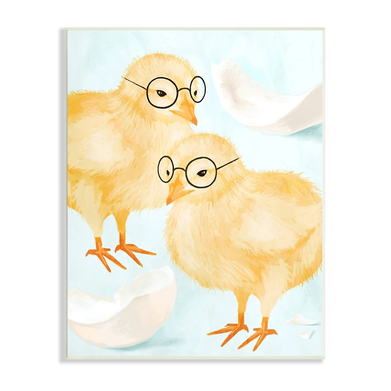 Stupell Industries Easter Chicks Hatched Eggs Yellow Birds Round Glasses Wall Plaque Art