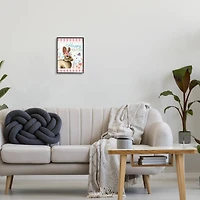 Stupell Industries Happy Easter Floral Gingham Rabbit Framed Giclee Art