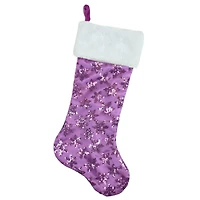 20.5" Sequin Snowflake Stocking with White Faux Fur Cuff