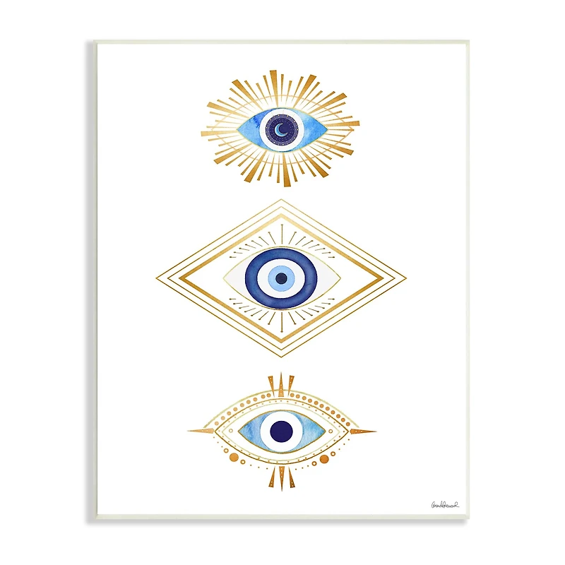 Stupell Industries Eye Of Providence Abstract Deco Arrangement Vivid Blue Wall Plaque
