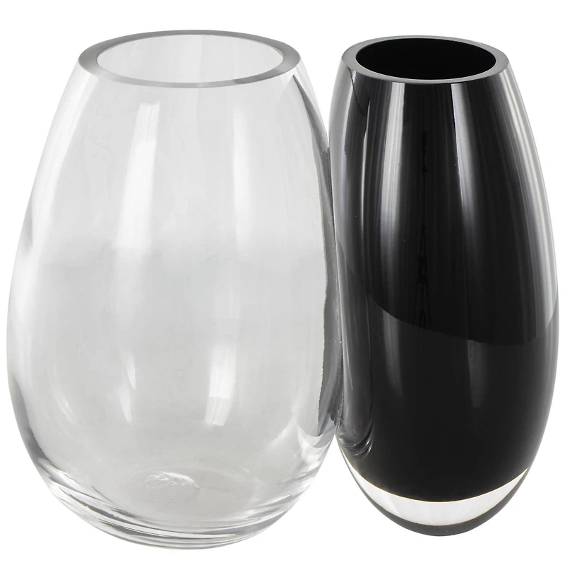 Black & Clear Abstract 2 Opening Recycled Glass Vase