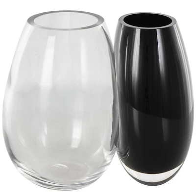 Black & Clear Abstract 2 Opening Recycled Glass Vase