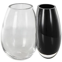 Black & Clear Abstract 2 Opening Recycled Glass Vase
