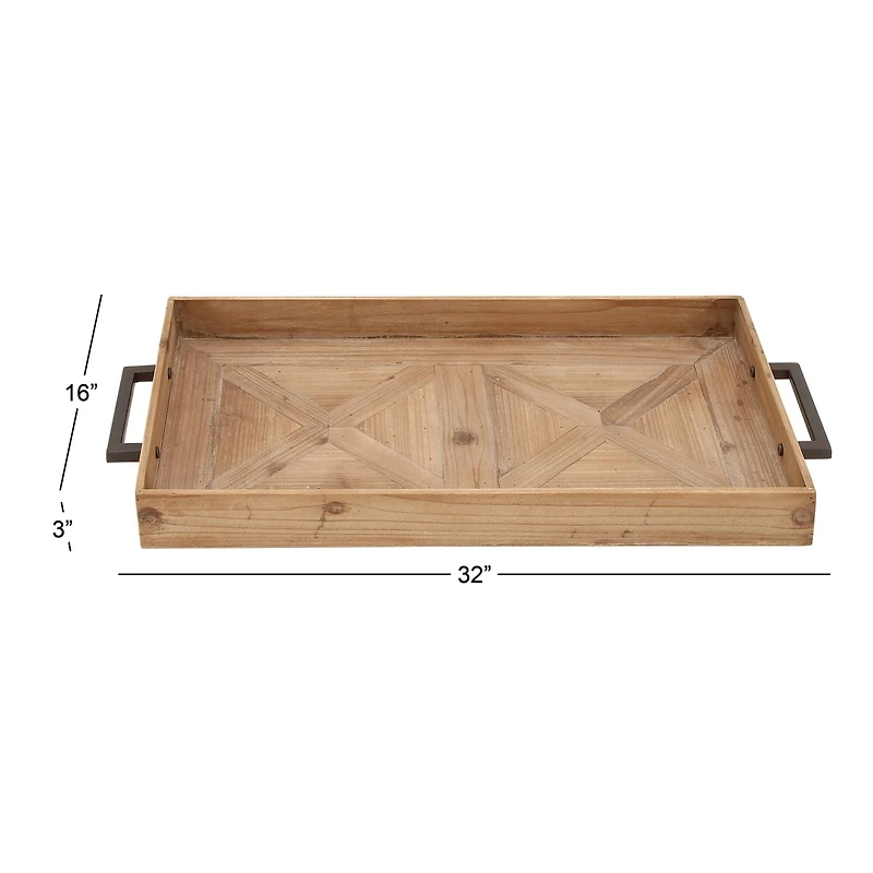 Natural Brown Wood Contemporary Tray