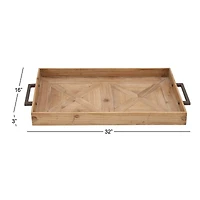 Natural Brown Wood Contemporary Tray