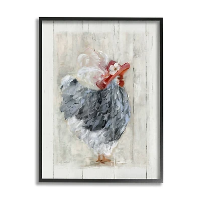Stupell Industries Farm Chicken in Traditional Brim Hat Chic Bird Framed Wall Art